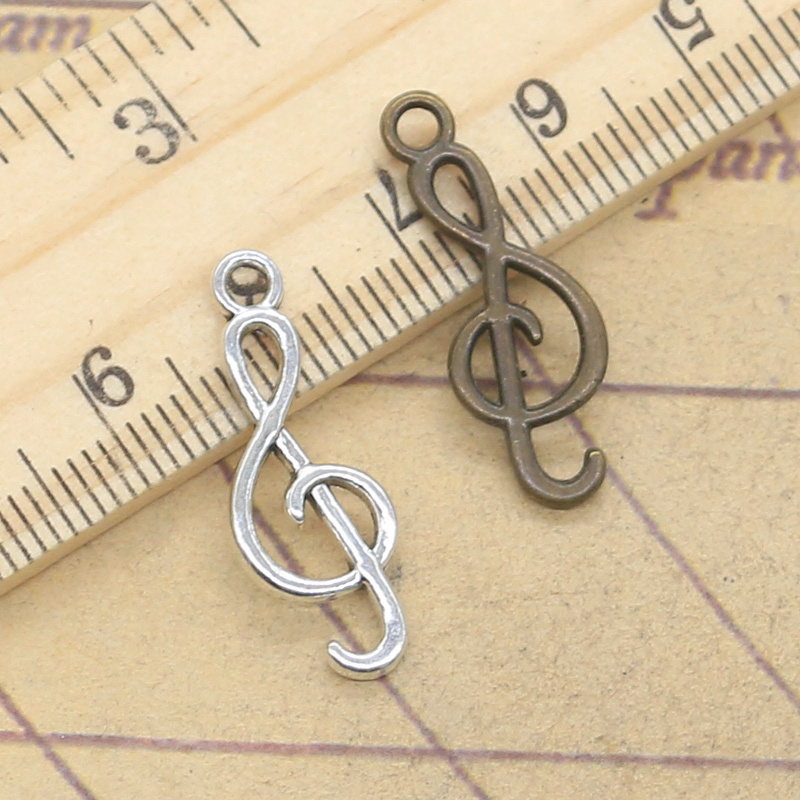 Vintage Fashion Finds - 20pcs Charms Musical Note 25x9mm Antique